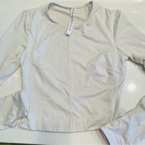 [ LIKE NEW ] Lululemon long sleeve too size small thumbholes cropped top white